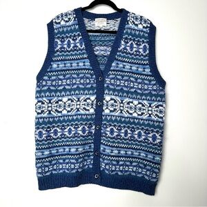 Vintage Boho Cottagecore Fair Isle Knit Vest Wool Blend Grannycore Nordic Cozy